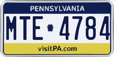 PA license plate MTE4784