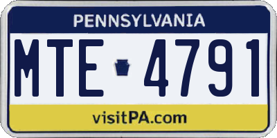 PA license plate MTE4791