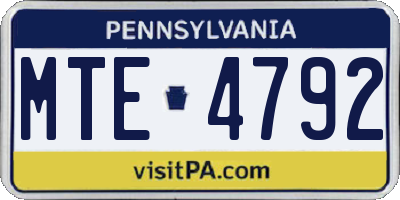 PA license plate MTE4792