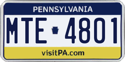 PA license plate MTE4801