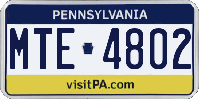 PA license plate MTE4802