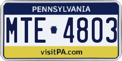 PA license plate MTE4803