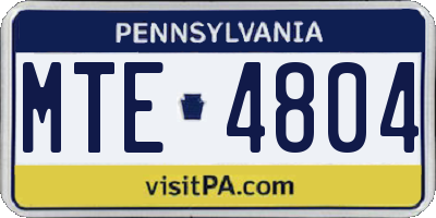 PA license plate MTE4804