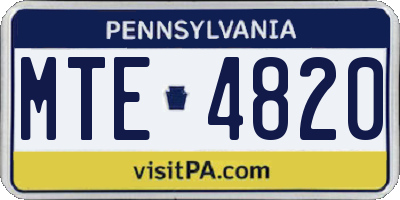 PA license plate MTE4820