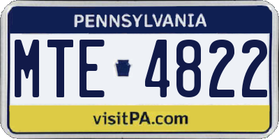 PA license plate MTE4822