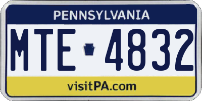 PA license plate MTE4832