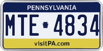 PA license plate MTE4834
