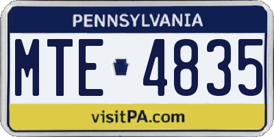 PA license plate MTE4835