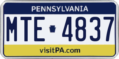 PA license plate MTE4837