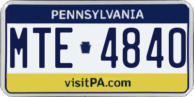 PA license plate MTE4840