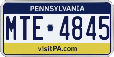 PA license plate MTE4845