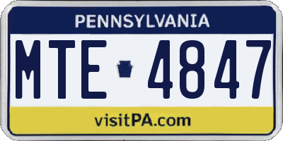 PA license plate MTE4847