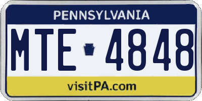 PA license plate MTE4848