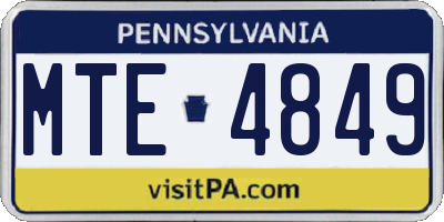 PA license plate MTE4849
