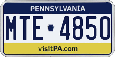 PA license plate MTE4850