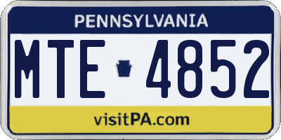 PA license plate MTE4852