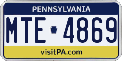 PA license plate MTE4869