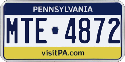 PA license plate MTE4872