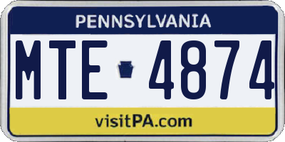 PA license plate MTE4874