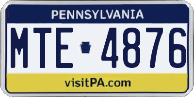 PA license plate MTE4876
