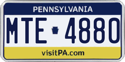 PA license plate MTE4880