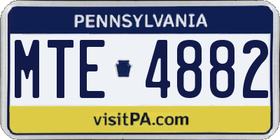 PA license plate MTE4882