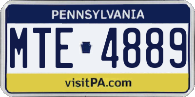 PA license plate MTE4889