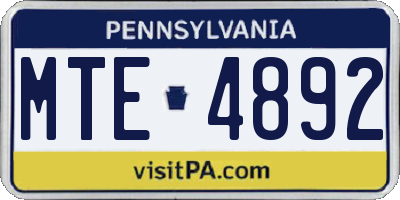 PA license plate MTE4892