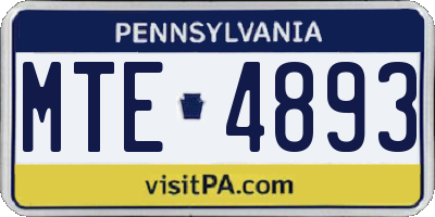 PA license plate MTE4893
