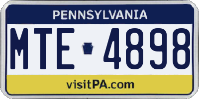 PA license plate MTE4898