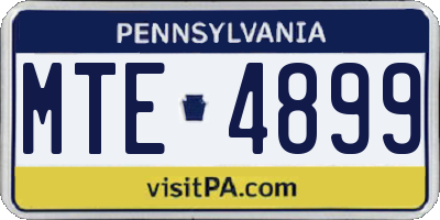 PA license plate MTE4899