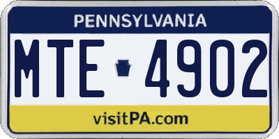 PA license plate MTE4902