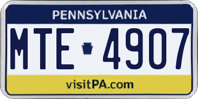 PA license plate MTE4907