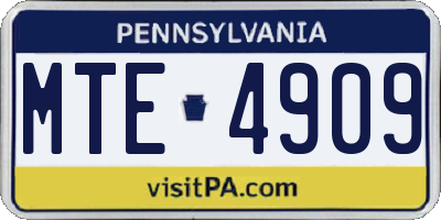PA license plate MTE4909