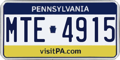 PA license plate MTE4915