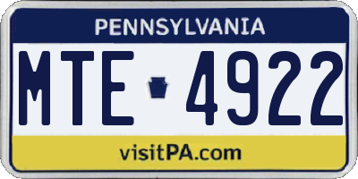 PA license plate MTE4922