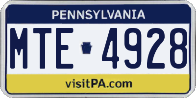 PA license plate MTE4928