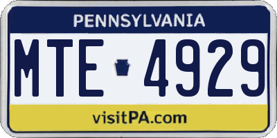 PA license plate MTE4929