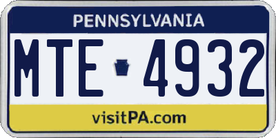PA license plate MTE4932