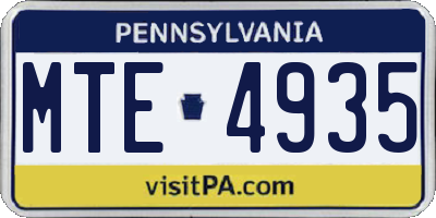 PA license plate MTE4935