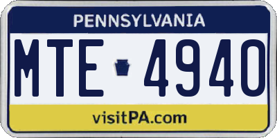 PA license plate MTE4940