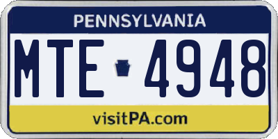 PA license plate MTE4948