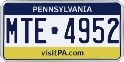 PA license plate MTE4952