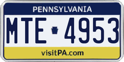 PA license plate MTE4953