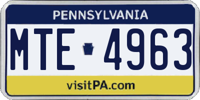 PA license plate MTE4963