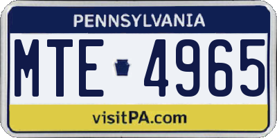 PA license plate MTE4965