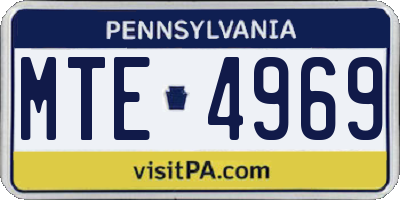 PA license plate MTE4969