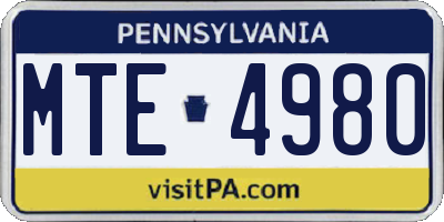 PA license plate MTE4980