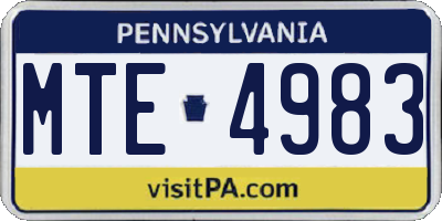 PA license plate MTE4983