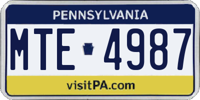 PA license plate MTE4987